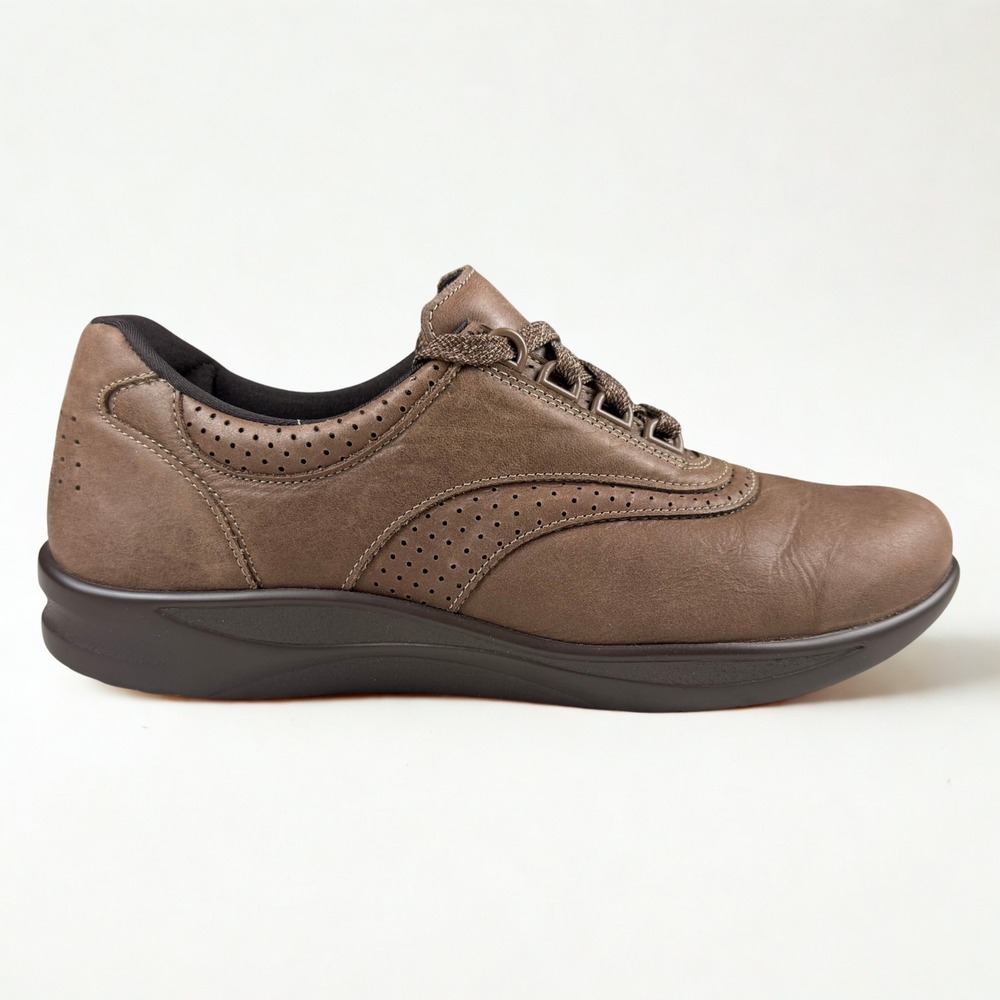 SAS Walk Easy Walking Shoes Womens 10 N Brown Leather Lace Up Comfort Sneaker
